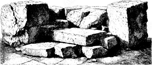 Decorative hand drawn illustration of rough cut stone blocks for design and print