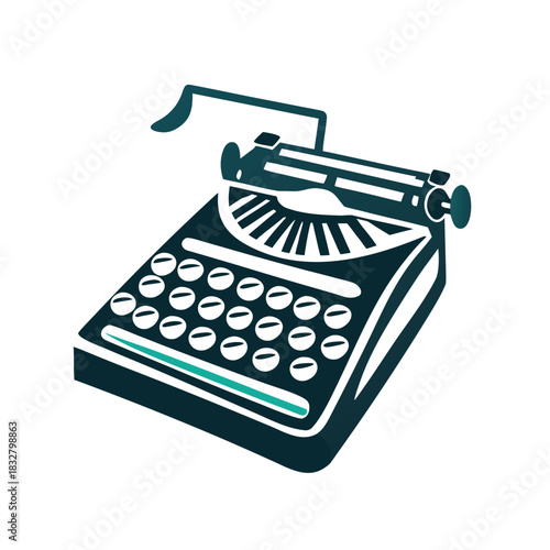 Teal and Black Typewriter Graphic Icon