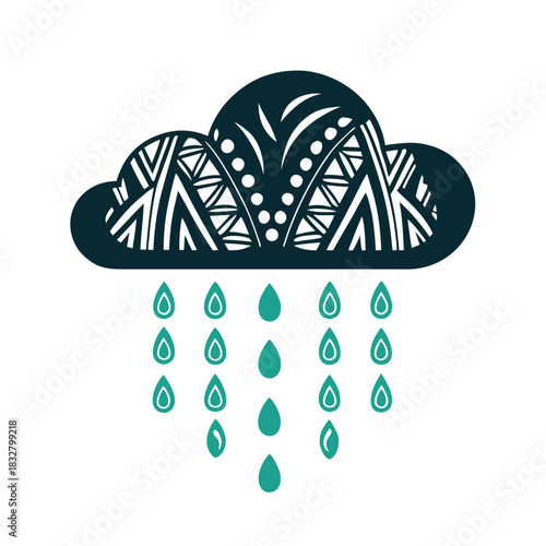 Teal and Black Rain Cloud Graphic Icon