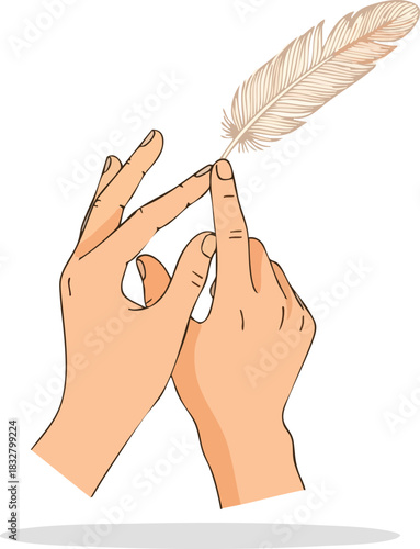 Feather Balance: Delicate Touch and Equilibrium Illustration.