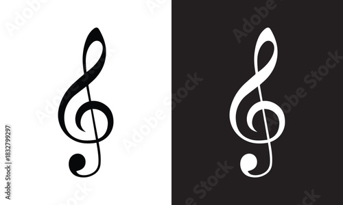 Vector treble cleft symbol sheet music element, icon. treble cleft symbol sheet music element silhouette. vector illustration eps file. 