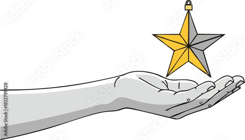 Hand Offering a Star: Symbol of Achievement and Recognition.