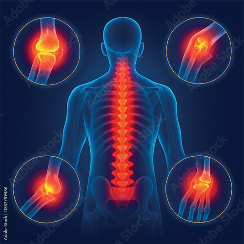 Human Anatomy Pain Points Spinal Column and Joints