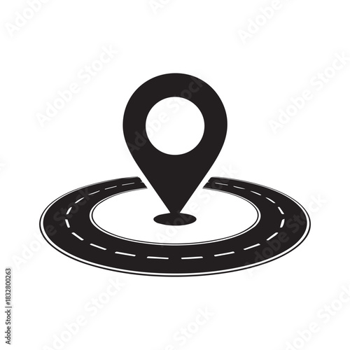 Location pin on a road map