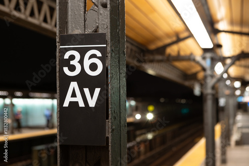 36th Avenue Subway Station at Night