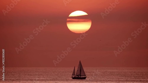 sailboat at sunset
