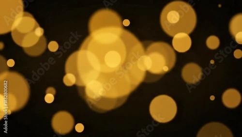 Floating Golden Bokeh Lights on Dark Background – 4K Dreamy Overlay