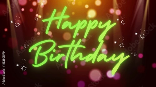 Happy birthday celebration greeting text with particles and sparks isolated 