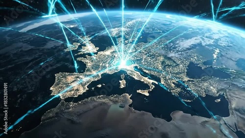 Global Digital Network Connecting Cities on Earth – 4K Tech Concept