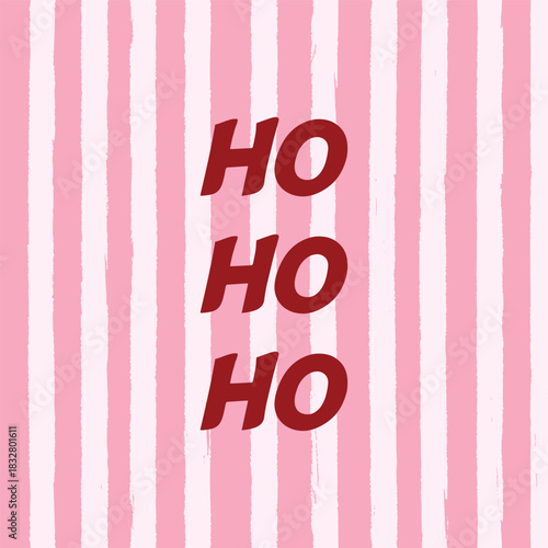 Retro Pink Ho Ho Ho Christmas Stripes Poster