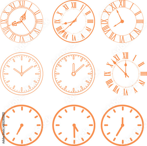 Clock and time icons set. Timers icon collection. Vector illustration Time and clock icons. Set of black clock, stopwatch, timer, watch icon. Black clock icon collection clock icon icon set vector