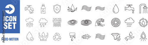 Fresh water resources and water conservation icons, a clean design for environment and sustainability projects, offering a modern and professional style, originally vector graphics