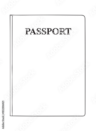 Simple Line Art Drawing of a Passport