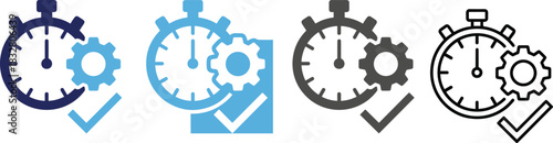 stopwatch, gear, checkmark, icon, time, management, productivity, efficiency, schedule, performance, task, planning, workflow, symbol, process, control, optimization, deadline, tracking, success