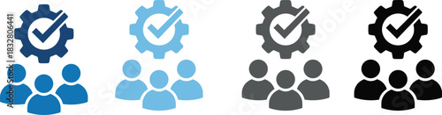 teamwork, icon, gear, checkmark, group, people, productivity, collaboration, management, success, efficiency, coordination, crew, task, workflow, organization, performance, unity, project, symbol