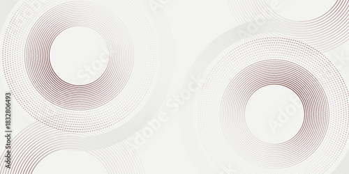 Abstract white background with dynamic red circular lines creating a modern digital future technology concept. Minimalist vector illustration for presentations, posters, web design, futuristic themes.