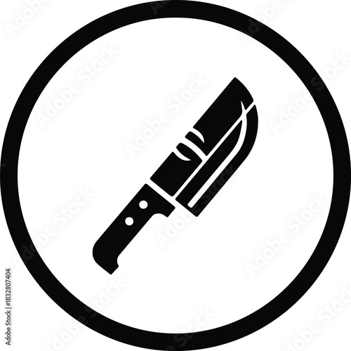 Silhouette butcher knife inside black circle vector Illustrator