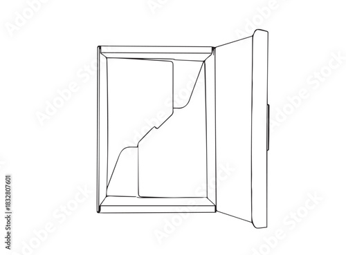 Open Empty Box Line Art Drawing