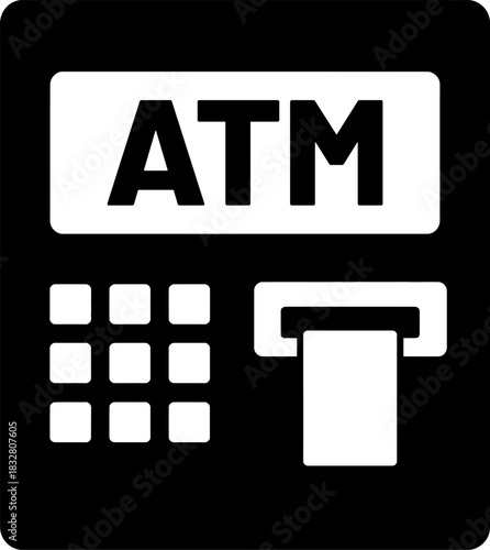 Black and White Automated Teller Machine Icon