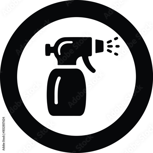 Silhouette Cleaning spray bottle with circle sign vector Illustrator