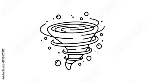 Tornado Cyclone Sketch Illustration – Powerful Whirlwind Storm Funnel Icon