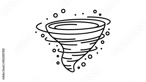 Tornado Cyclone Sketch Illustration – Powerful Whirlwind Storm Funnel Icon