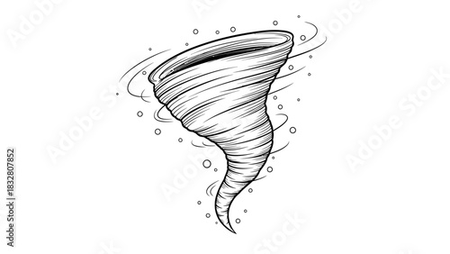 Tornado Cyclone Sketch Illustration – Powerful Whirlwind Storm Funnel Icon