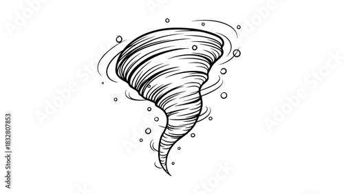Tornado Cyclone Sketch Illustration – Powerful Whirlwind Storm Funnel Icon
