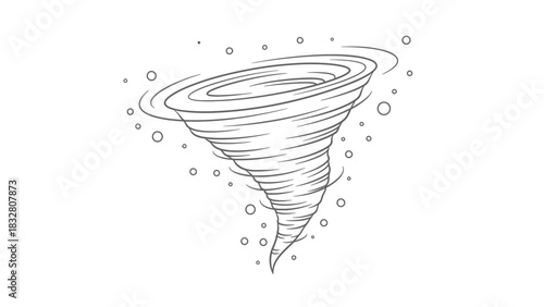 Tornado Cyclone Sketch Illustration – Powerful Whirlwind Storm Funnel Icon