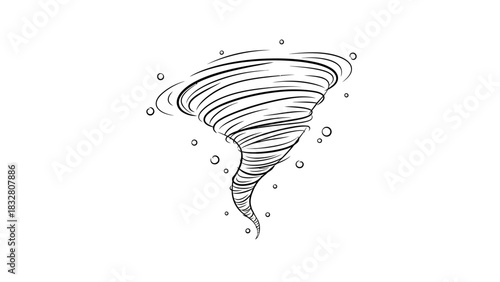 Tornado Cyclone Sketch Illustration – Powerful Whirlwind Storm Funnel Icon