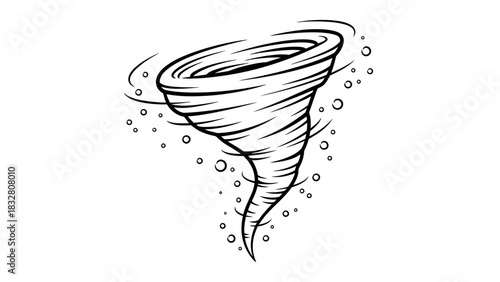 Tornado Cyclone Sketch Illustration – Powerful Whirlwind Storm Funnel Icon