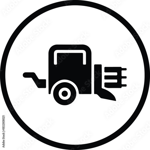 Silhouette forklift truck machine icon in circle vector Illustrator