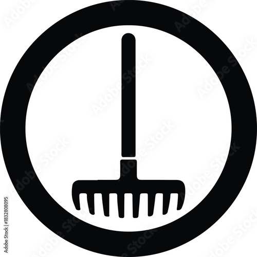 Silhouette garden rake prohibition sign symbol vector Illustrator