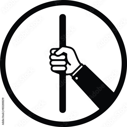 Silhouette hand holding bar inside circle vector Illustrator