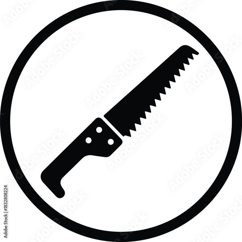 Silhouette hand saw carpentry tool in a circle vector Illustrator
