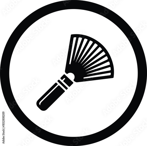 Silhouette handheld fan vector illustration in a black circle vector Illustrator