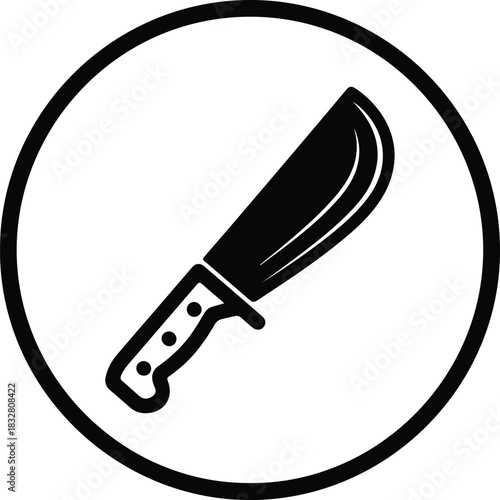 Silhouette machete weapon in circular frame black vector Illustrator
