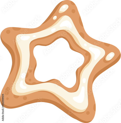 Vector icon of Christmas gingerbread in cartoon flat mode. Holiday cookies - christmas tree, gingerbread man, star, house, heart isolated on white background