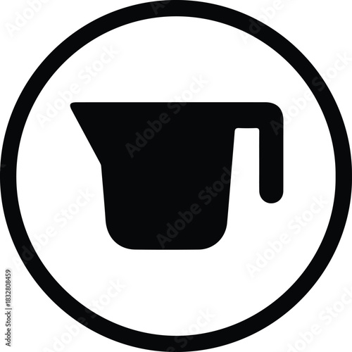 Silhouette measuring cup black round icon vector illustrator