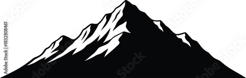 Black silhouette of a rugged mountain peak with sharp ridges
