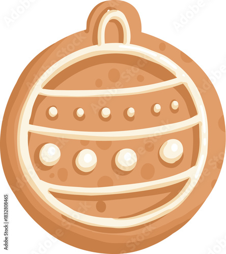 Vector icon of Christmas gingerbread in cartoon flat mode. Holiday cookies - christmas tree, gingerbread man, star, house, heart isolated on white background