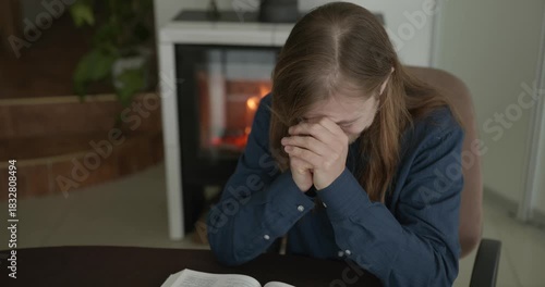 Male Christian Morning Prayer and Reading the Bible. 4K 10-bit
