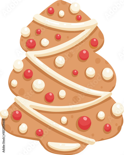 Vector icon of Christmas gingerbread in cartoon flat mode. Holiday cookies - christmas tree, gingerbread man, star, house, heart isolated on white background