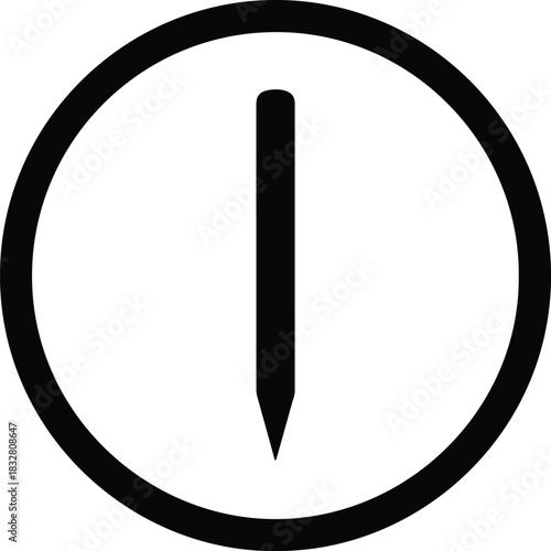 Silhouette Pencil inside circle minimal design vector Illustrator