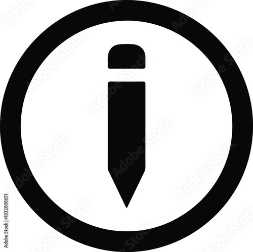 Silhouette pencil icon inside circle design graphic vector Illustrator