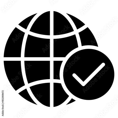 Verified Globe  Icon Element For Design