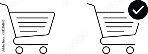 A collection of six small commercial shop or storefront icons rendered in clean, minimal black and white outline vector art for retail locations.