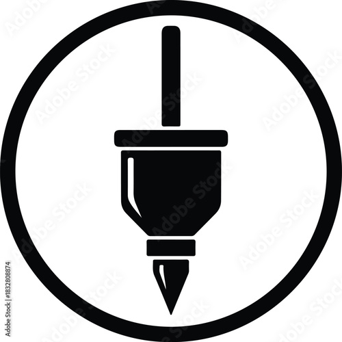 Silhouette plumb bob construction measuring instrument inside circle vector Illustrator