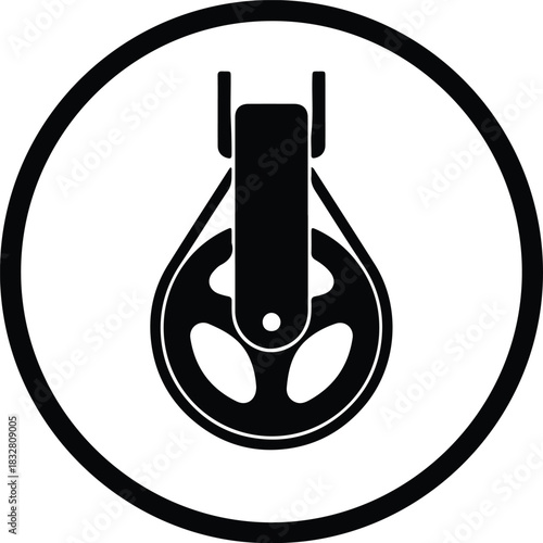 Silhouette pulley simple hoisting equipment block and tackle vector Illustrator