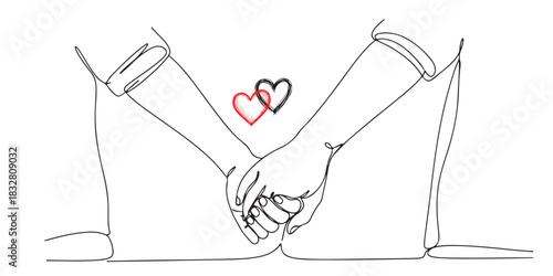 Continuous line drawing of two hands holding each other illustration design